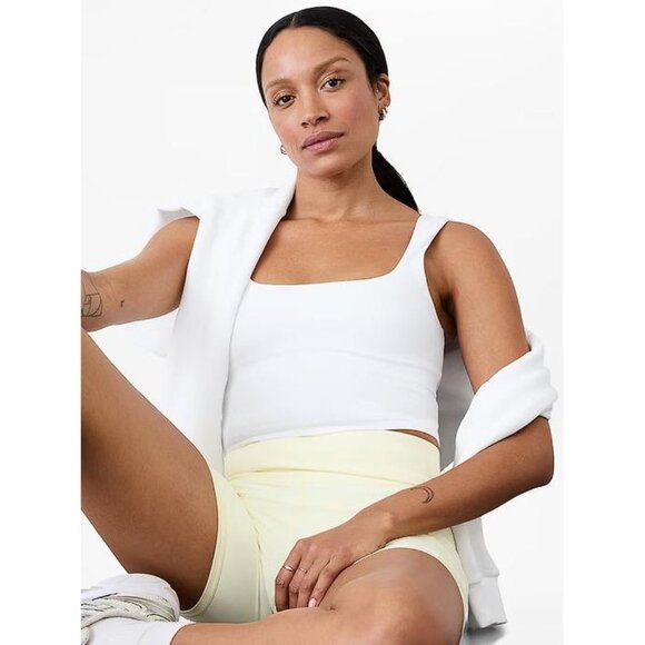 ATHLETA Women's Transcend Square Neck Crop Sports Bra A-C Size L In Bright White - Picture 1 of 10
